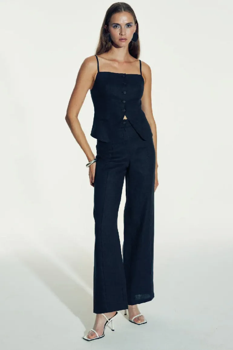 Pants<CULT MIA MILLIE LINEN PANTS Dark Navy