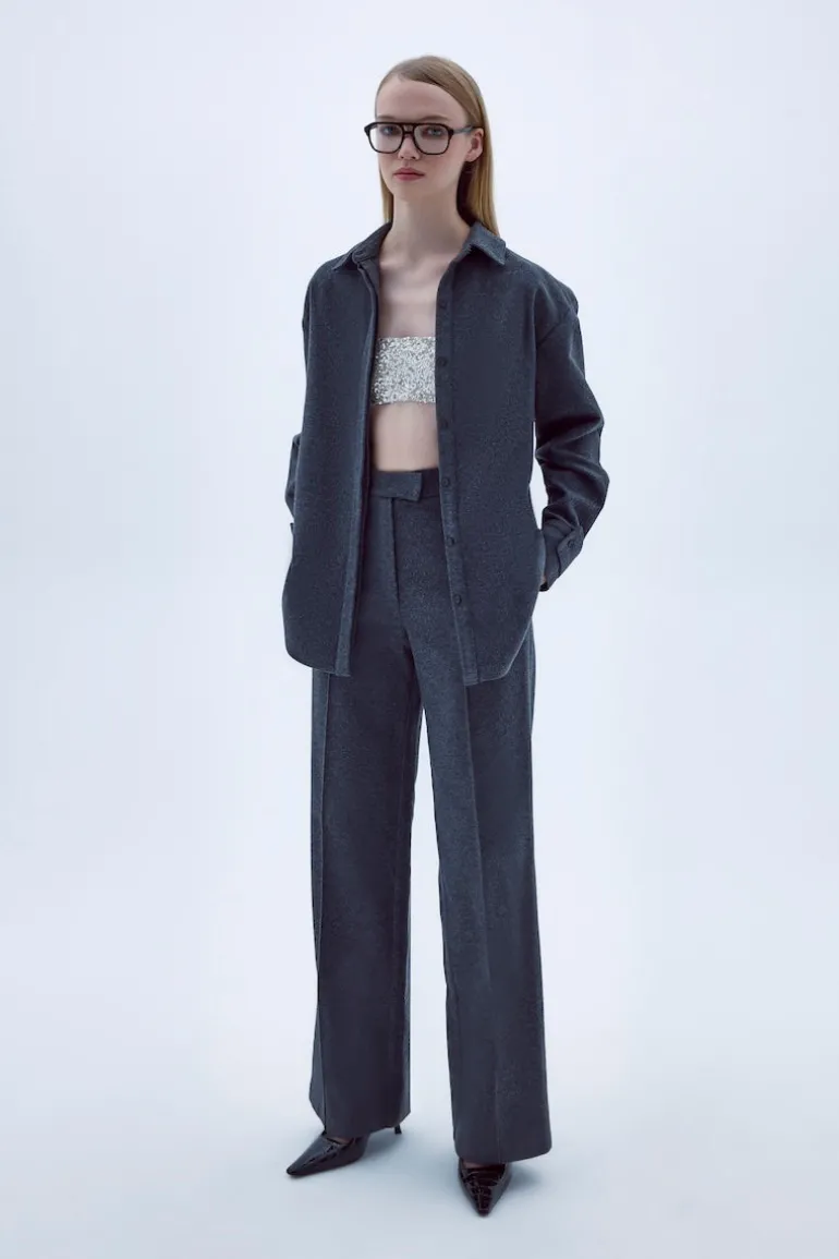 Pants<CULT MIA MILLIE WOOL TROUSERS IN ANTHRACITE Gray