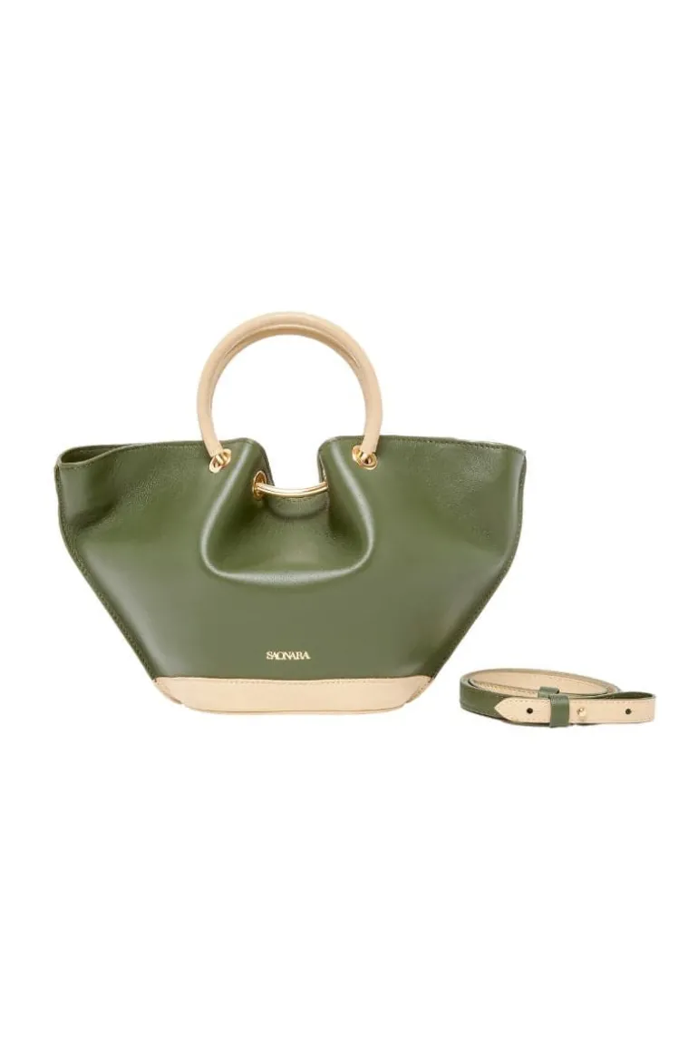 Top Handle Bags<CULT MIA MINI GREEN ARMY & CREAM CAPAZO BAG Green Army Cream