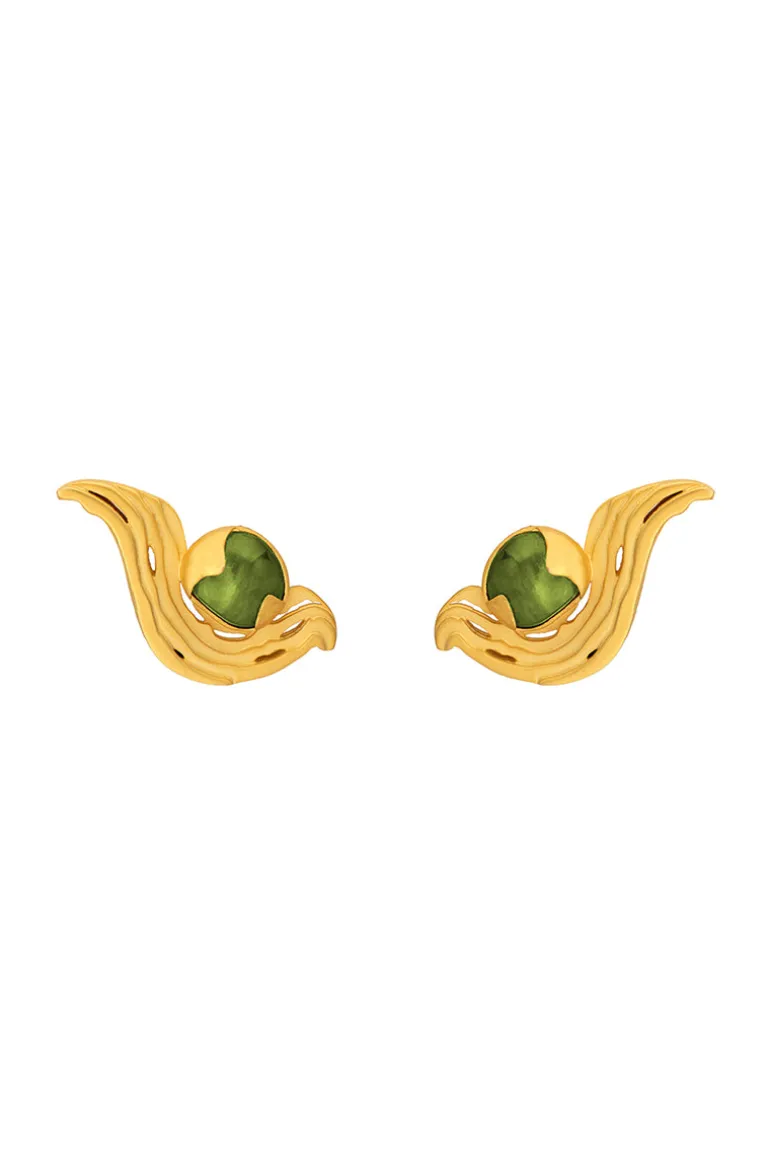Earrings<CULT MIA MINI GREEN METEORITE EARRINGS Gold & Green
