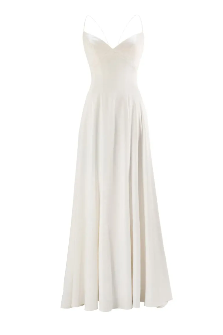 Outfit Sets<CULT MIA MINIMALISTIC SIMPLE GOWN WITH REMOVABLE MERINGUE FLOUNCES TRAIN Creamy White