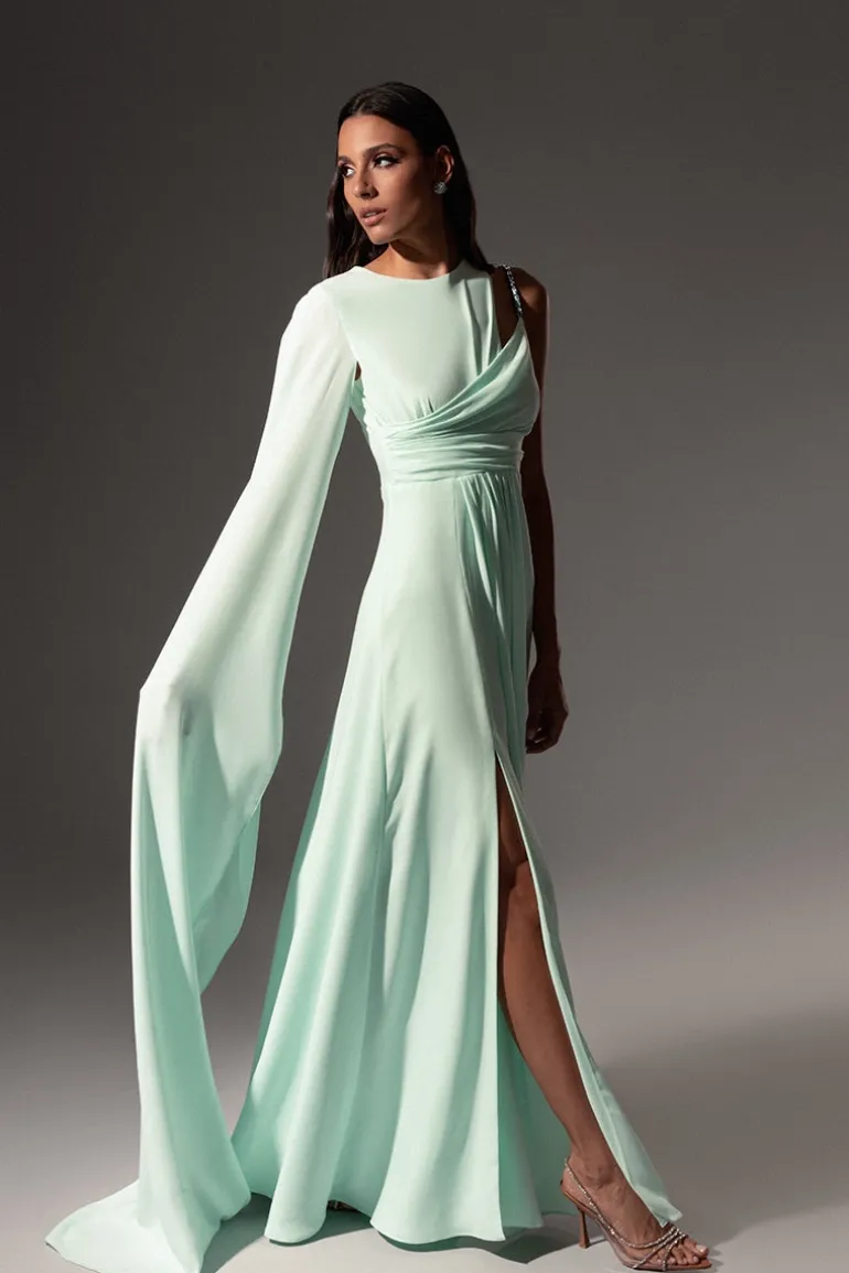 Dresses | Gowns<CULT MIA MINT DRAPED EMBROIDERED GOWN Mint Green