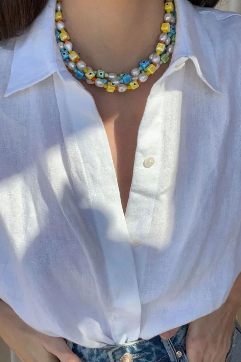 Necklaces<CULT MIA EYE SPY PEARL NECKLACE Mint