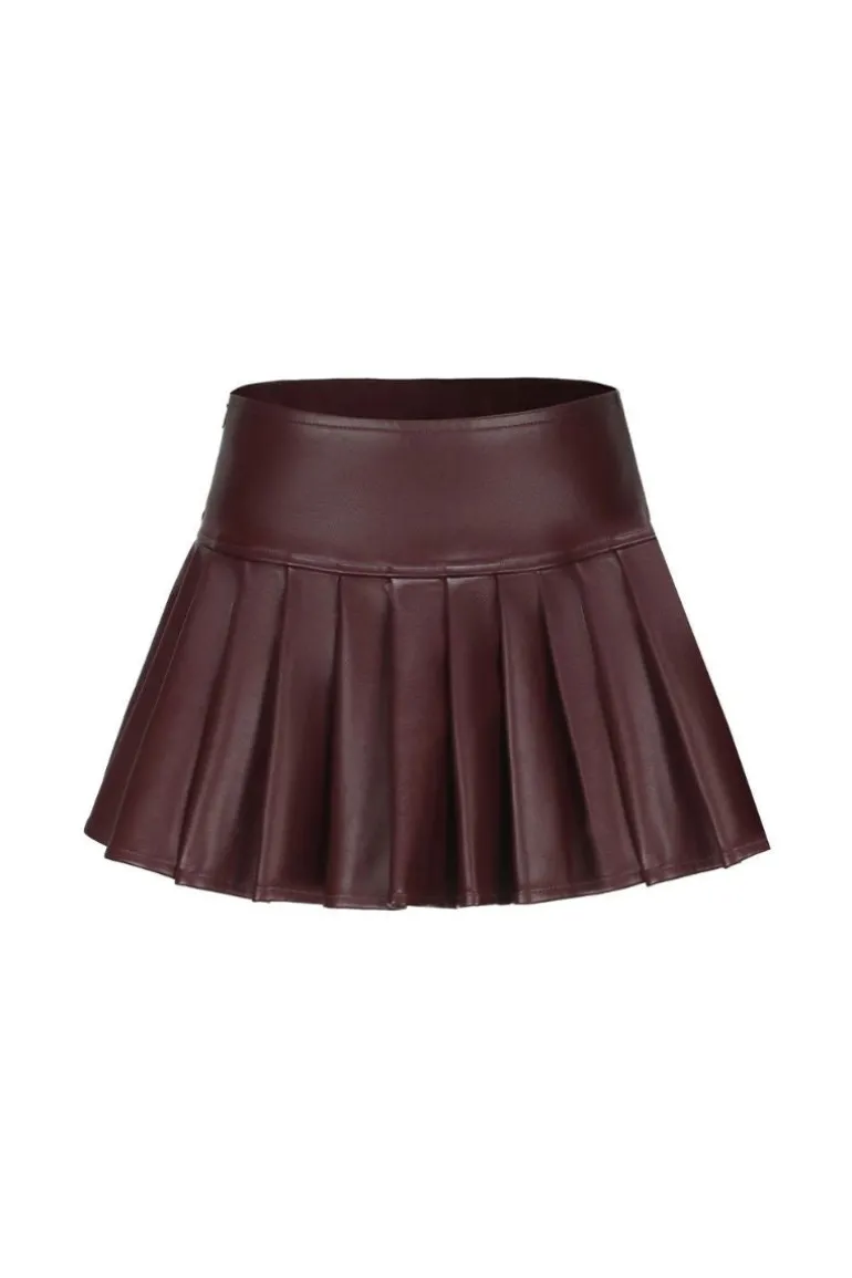 Skirts<CULT MIA MIRABEL FAUX LEATHER MINI SKIRT Brown