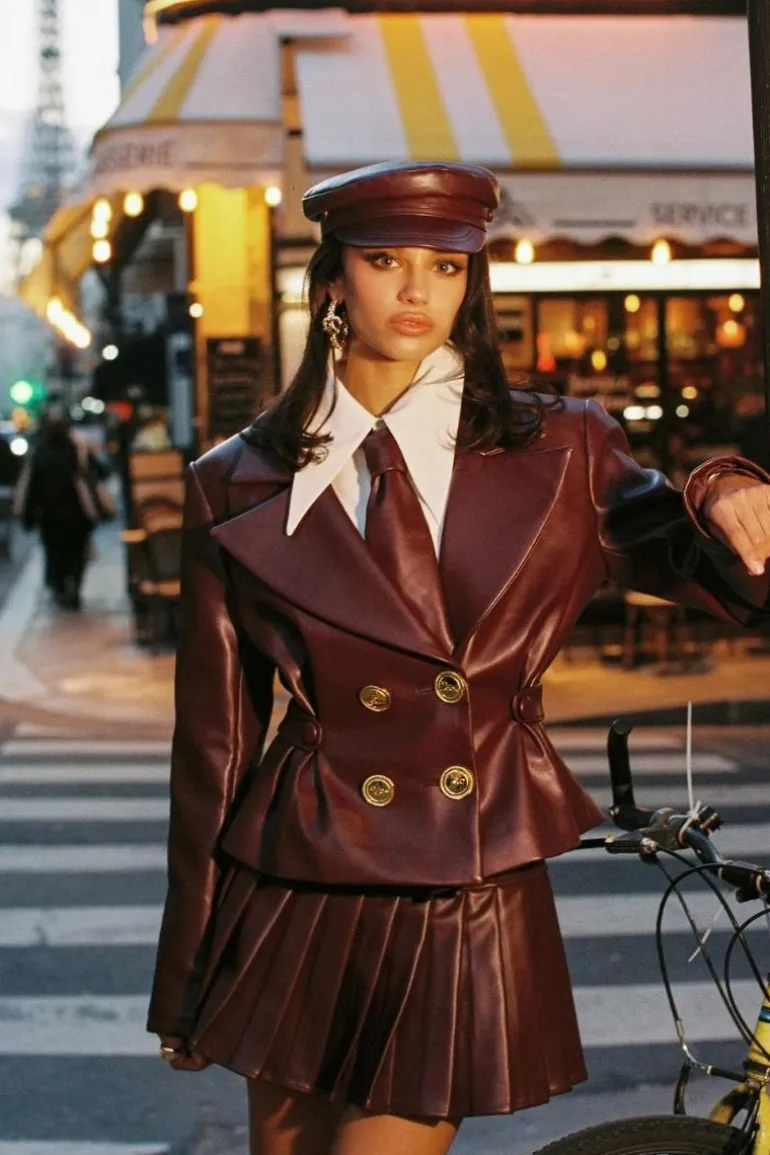 Skirts<CULT MIA MIRABEL FAUX LEATHER MINI SKIRT Brown