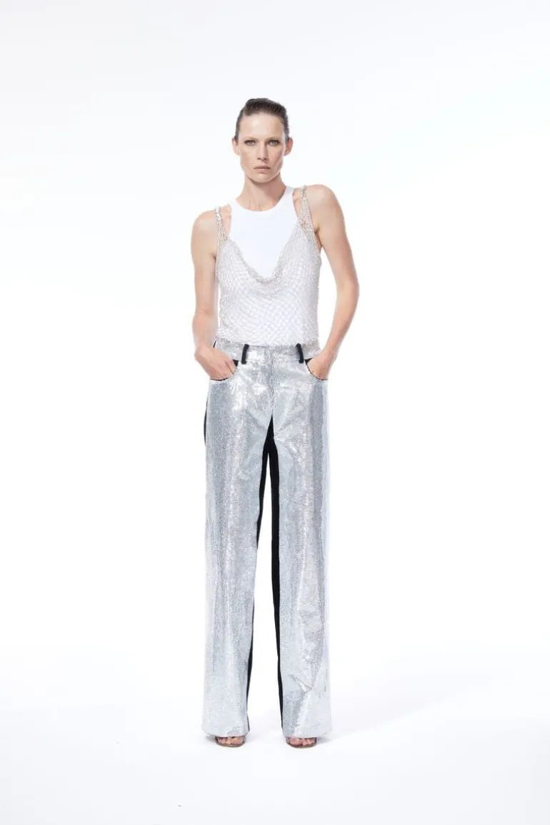Pants<CULT MIA MIRROR CRYSTAL WIDE-LEG JEANS Black/Crystal