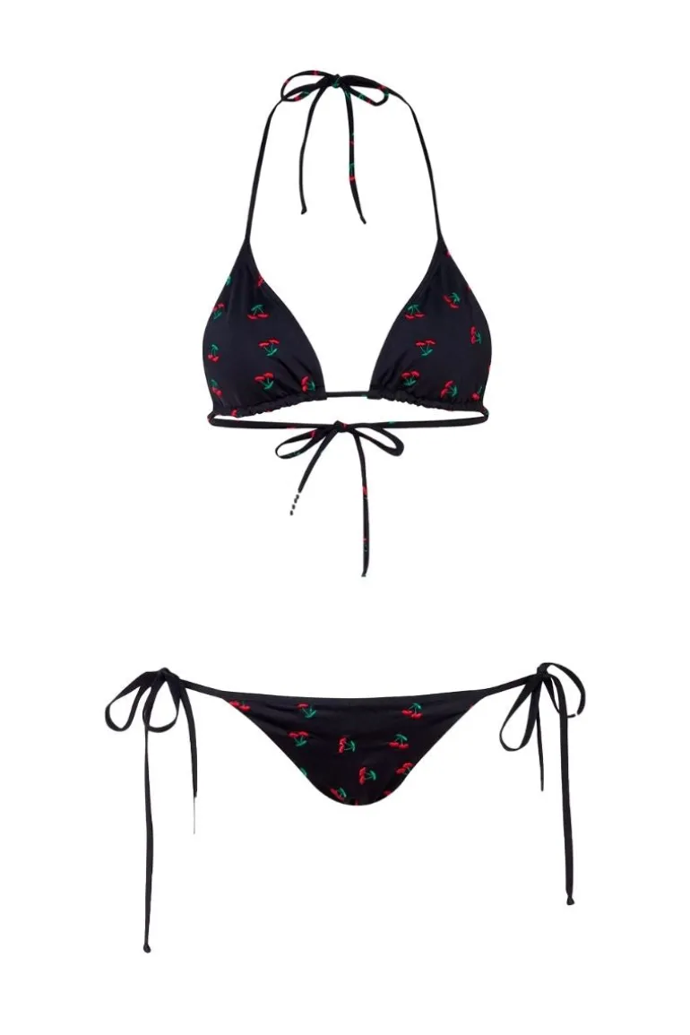 Swimwear<CULT MIA MOA TOP AND BAUTA BOTTOM BIKINI IN Black Cherries
