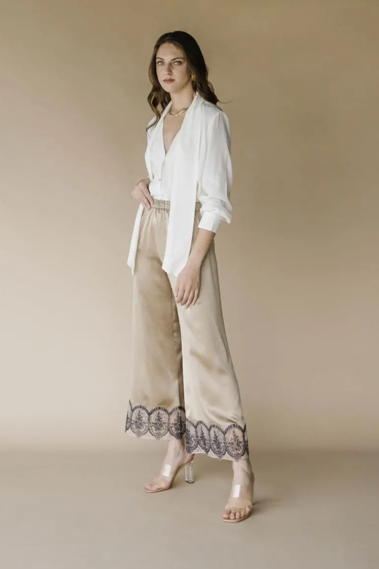 Sleep & Loungewear<CULT MIA CAMELIA SILK PANTS Mocha