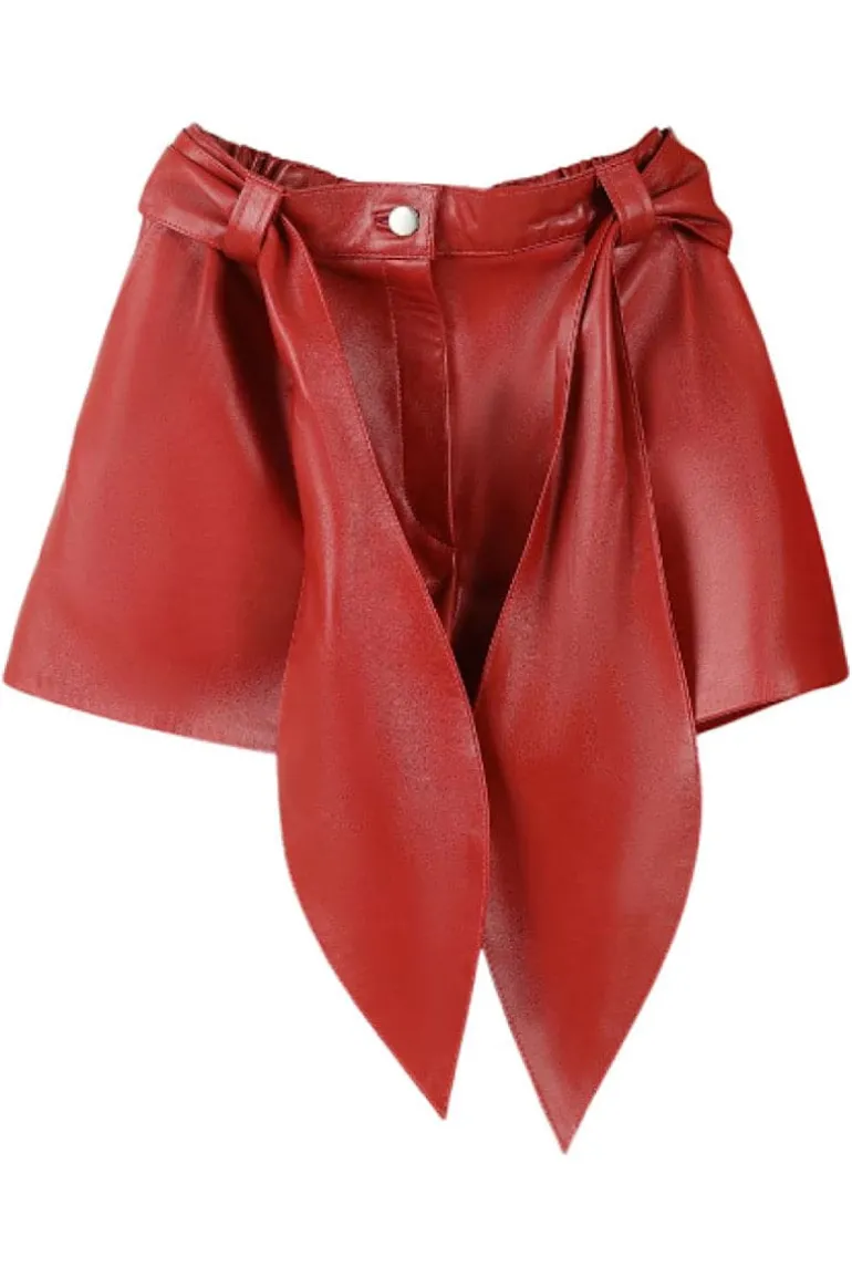 Pants<CULT MIA MOONBOW LEATHER SHORTS Red