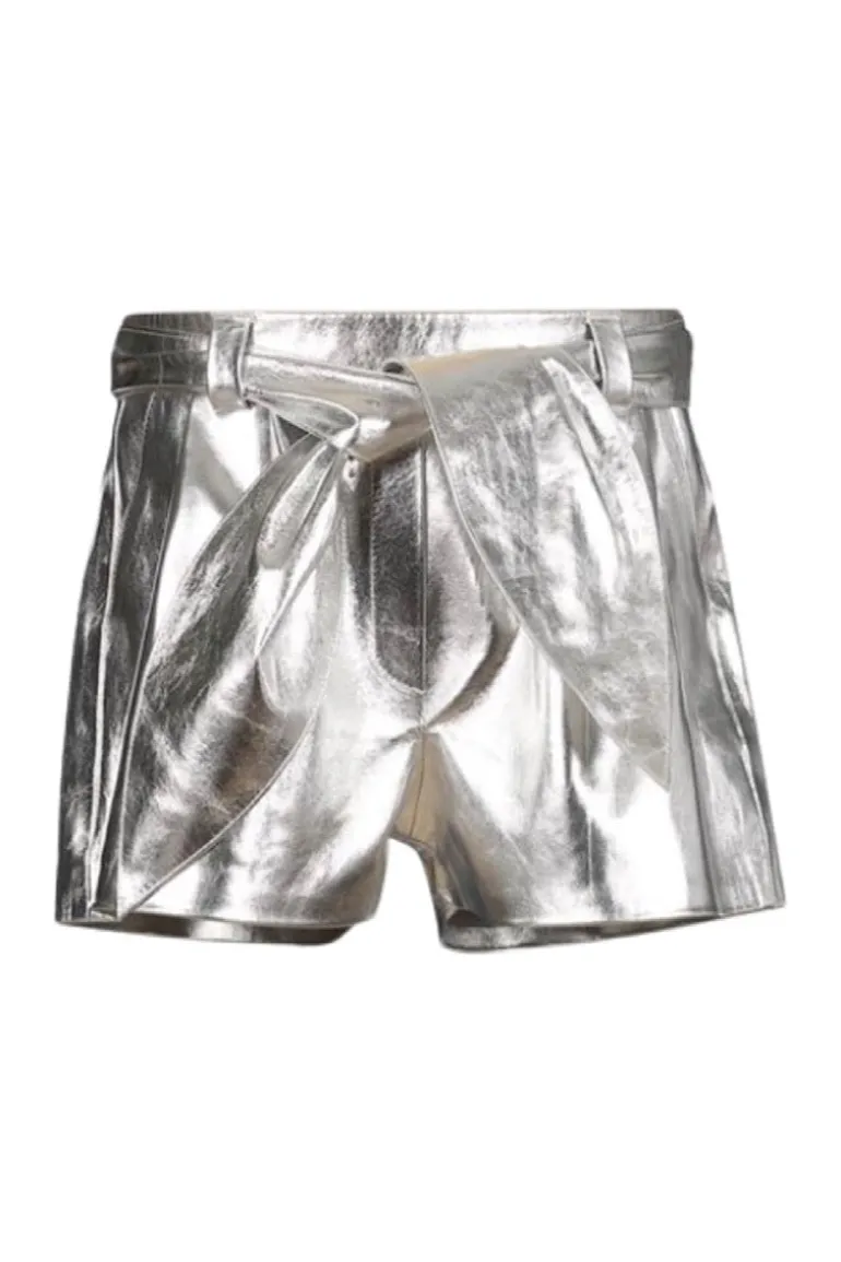 Pants<CULT MIA MOONBOW LEATHER SHORTS Silver