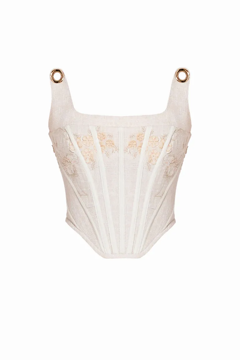Tops<CULT MIA MORGAN V-LINE STRAPPY CORSET Beige
