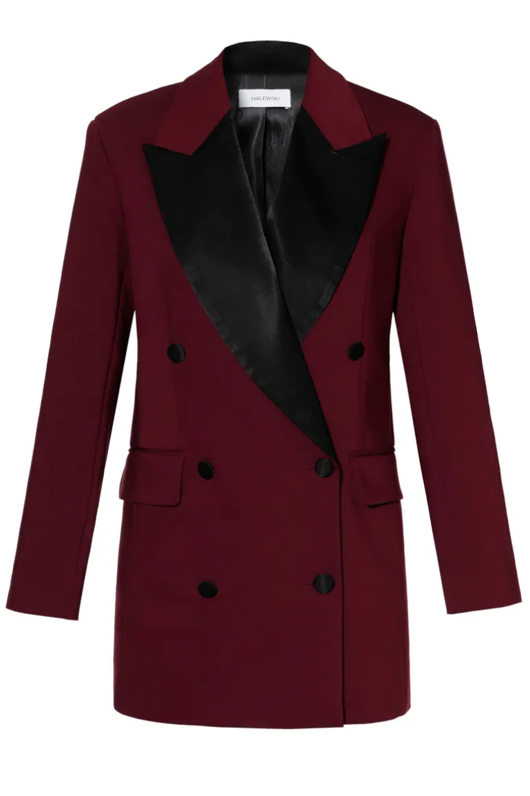 Dresses | Mini Dresses<CULT MIA MORGANA BLAZER DRESS IN BURGUNDY AND BLACK Burgundy Black