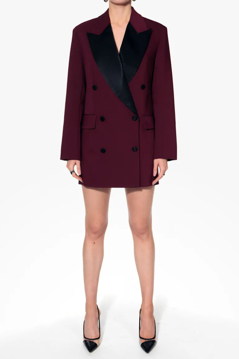 Dresses | Mini Dresses<CULT MIA MORGANA BLAZER DRESS IN BURGUNDY AND BLACK Burgundy Black