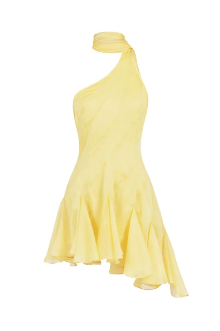 Dresses | Midi Dresses<CULT MIA MS. GODET ASYMMETRIC DRESS IN Yellow
