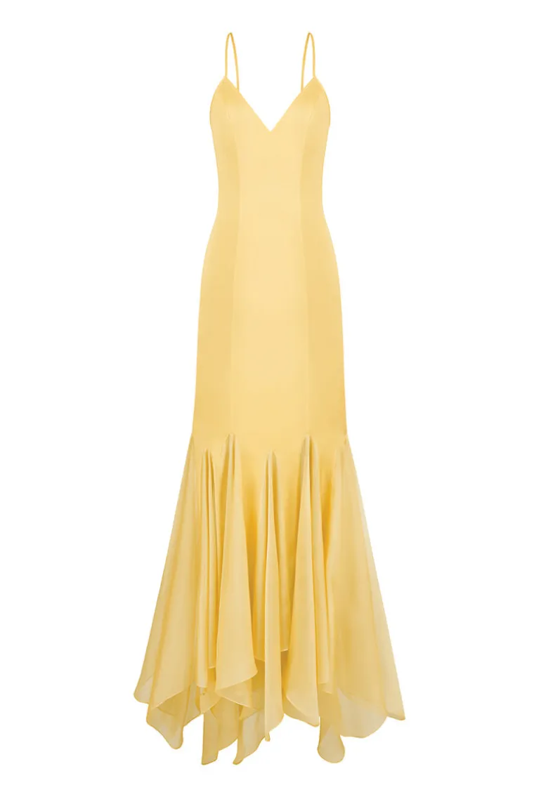 Dresses<CULT MIA MS. GODET MAXI SLIP DRESS IN Yellow