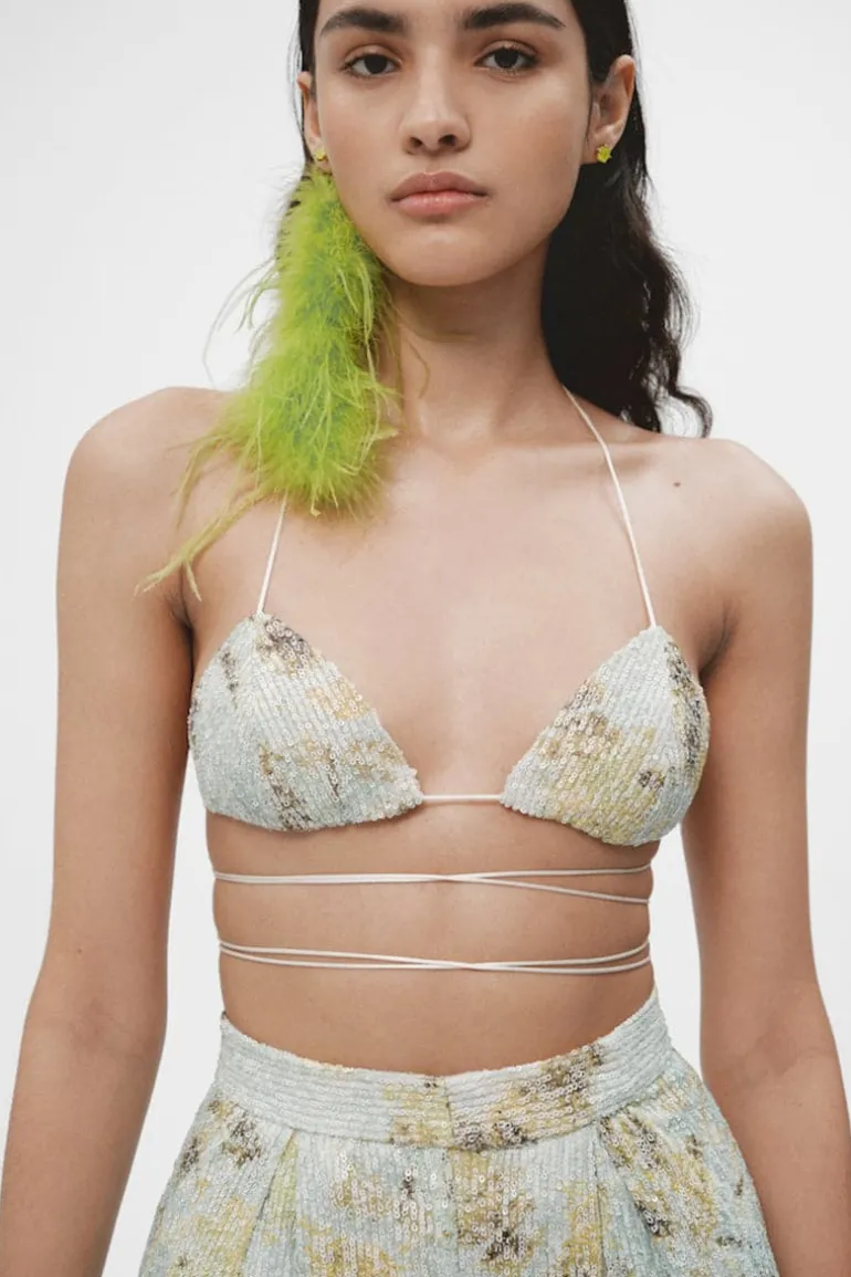Tops<CULT MIA TIE DYE SEQUIN BRALETTE Multicolor