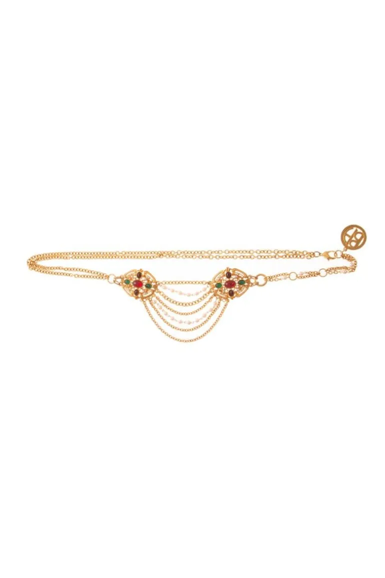 Belts<CULT MIA MULTISTONE AND PEARL CHAIN BELT Gold