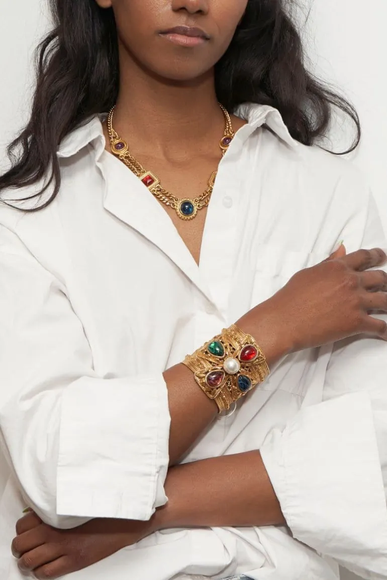 Bracelets<CULT MIA MULTISTONE ARM CUFF Gold