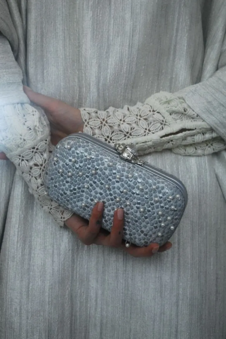Clutch Bags<CULT MIA MUREX BUBBLES EMBELLISHED BOX Silver