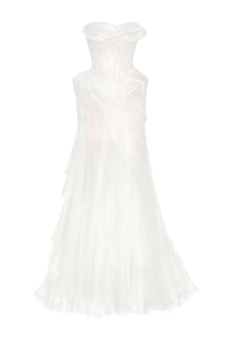 Dresses | Gowns<CULT MIA MUSE OFF-WHITE DRAPED MERMAID GOWN Off White