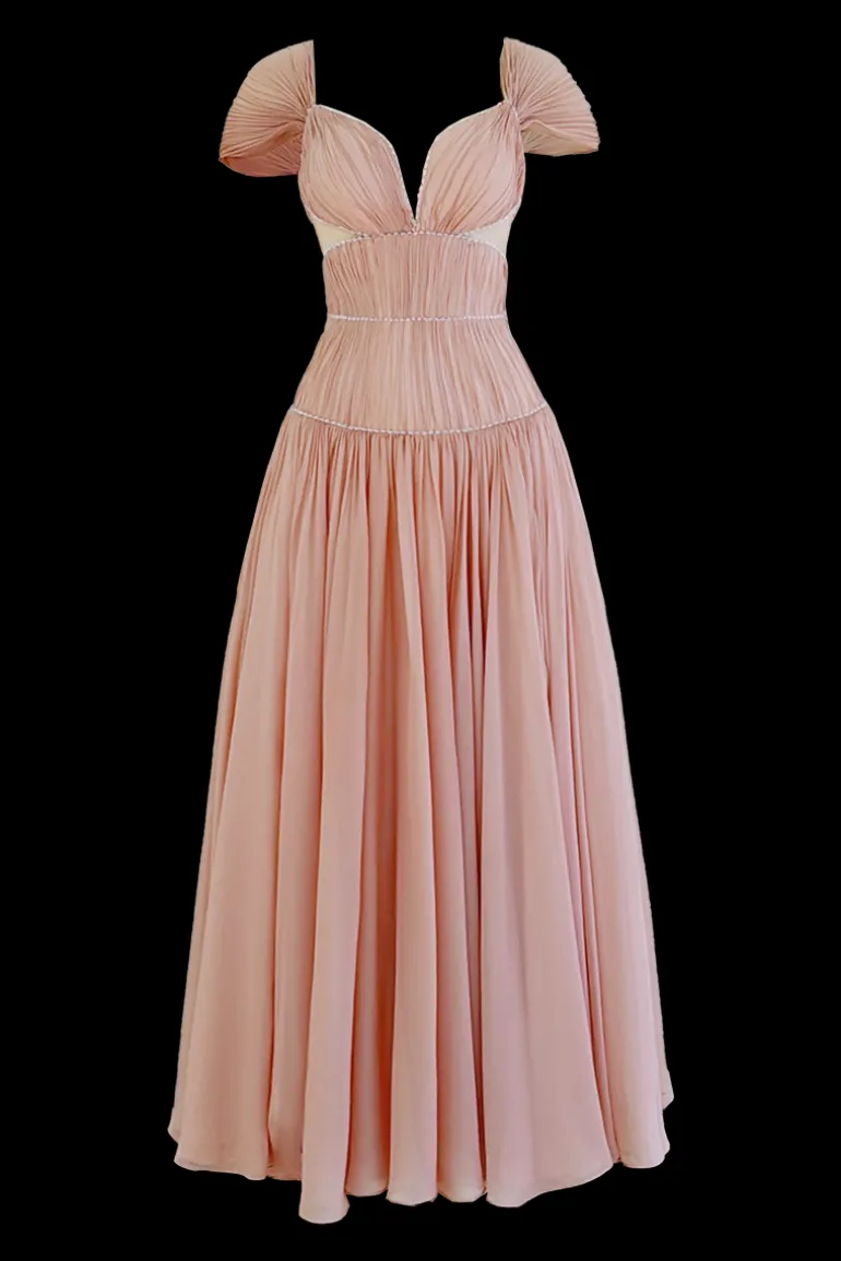 Dresses | Midi Dresses<CULT MIA MUSHROOM MIDI DRESS WITH PLEATS Sugar Honey Glaze