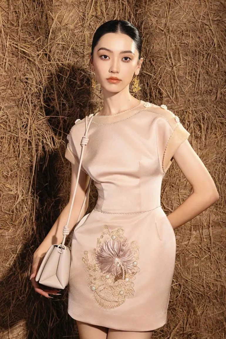 Dresses | Mini Dresses<CULT MIA MUSHROOM SHORT DRESS WITH OPEN BACK Cuban Sand