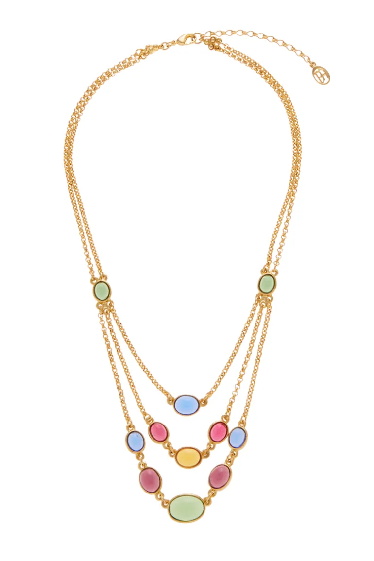 Necklaces<CULT MIA MYRTLE NECKLACE Gold & Multicolor glass stone