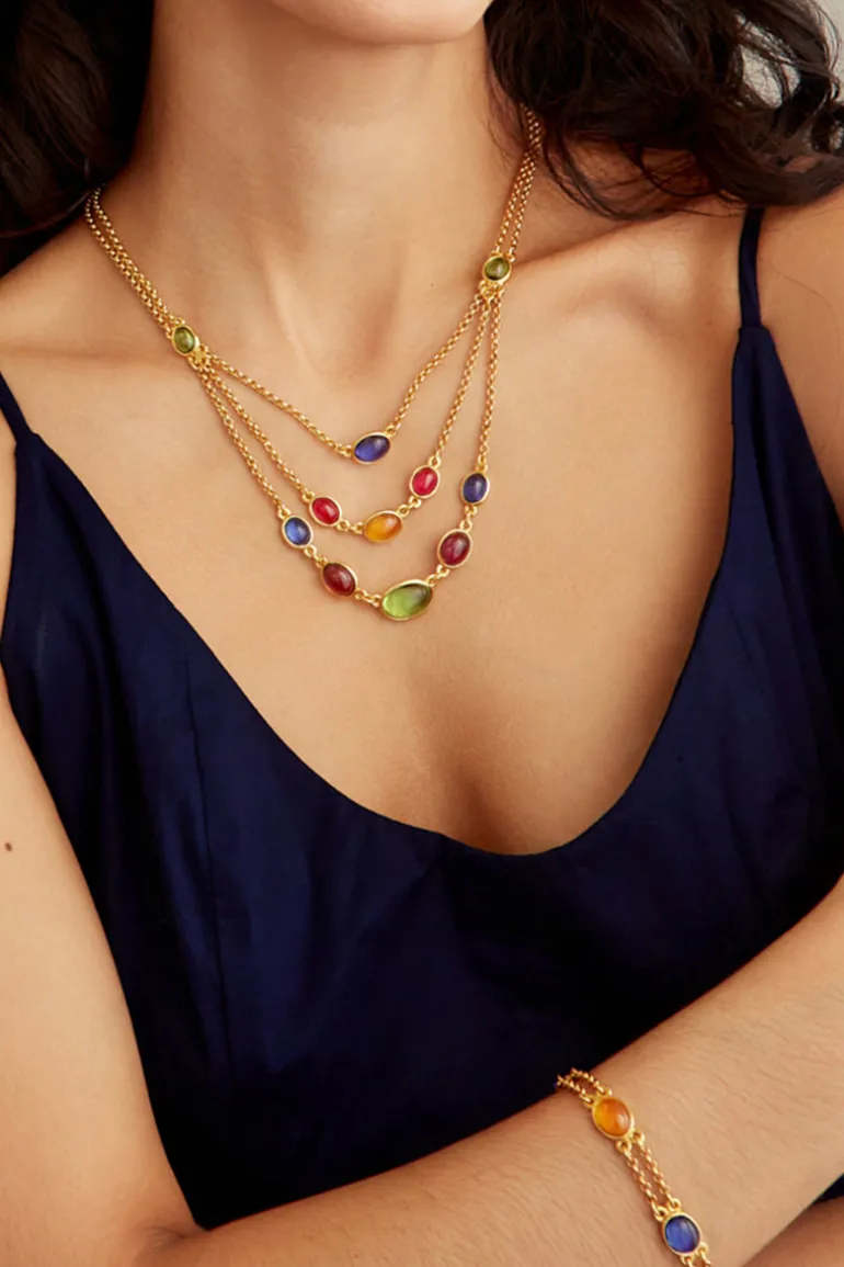 Necklaces<CULT MIA MYRTLE NECKLACE Gold & Multicolor glass stone