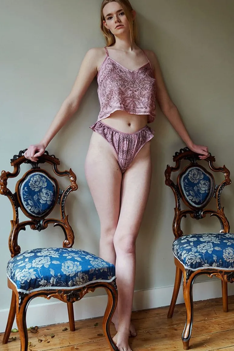 Lingerie<CULT MIA MYSTICAL PRINT CAMISOLE AND MYSTICAL PRINT BUTTERFLY STRING SET Mauve