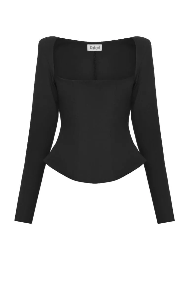 Tops<CULT MIA NARA SQUARE-NECK TOP Black