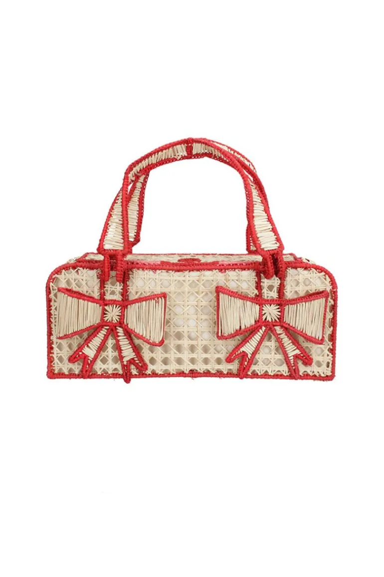 Top Handle Bags<CULT MIA NATURAL BOWTASTIC TOP HANDLE BAG Natural and Red