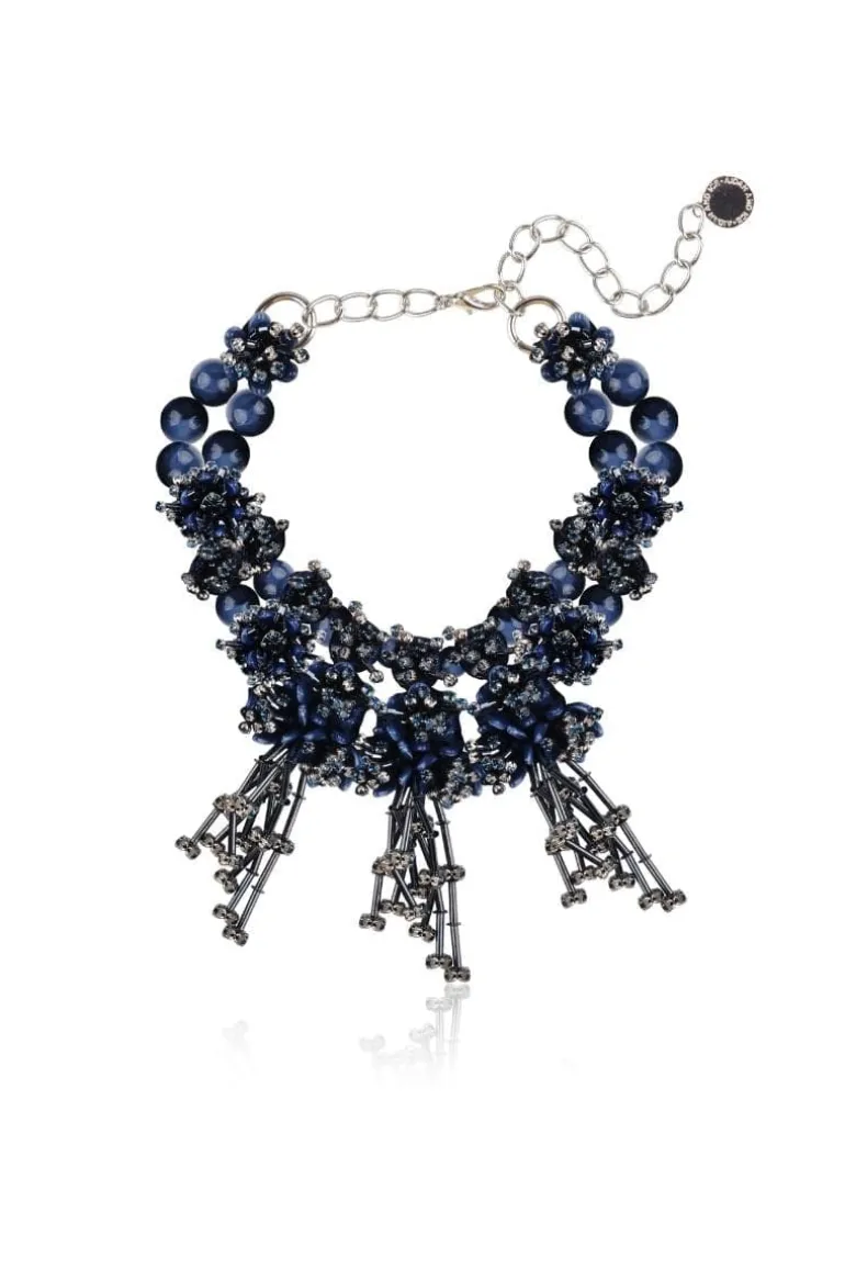 Necklaces<CULT MIA NAVY ROSA NAVY NECKLACE Dark Blue