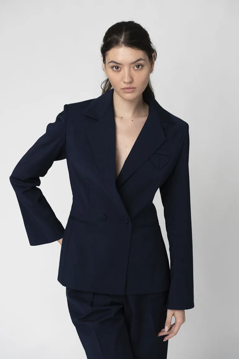 Blazers<CULT MIA WHY SO SERIOUS? DOUBLE BREASTED BLAZER Navy