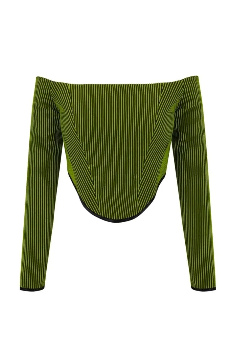 Tops<CULT MIA NEON GREEN AND BLACK STRIPED CORSET Green/Black