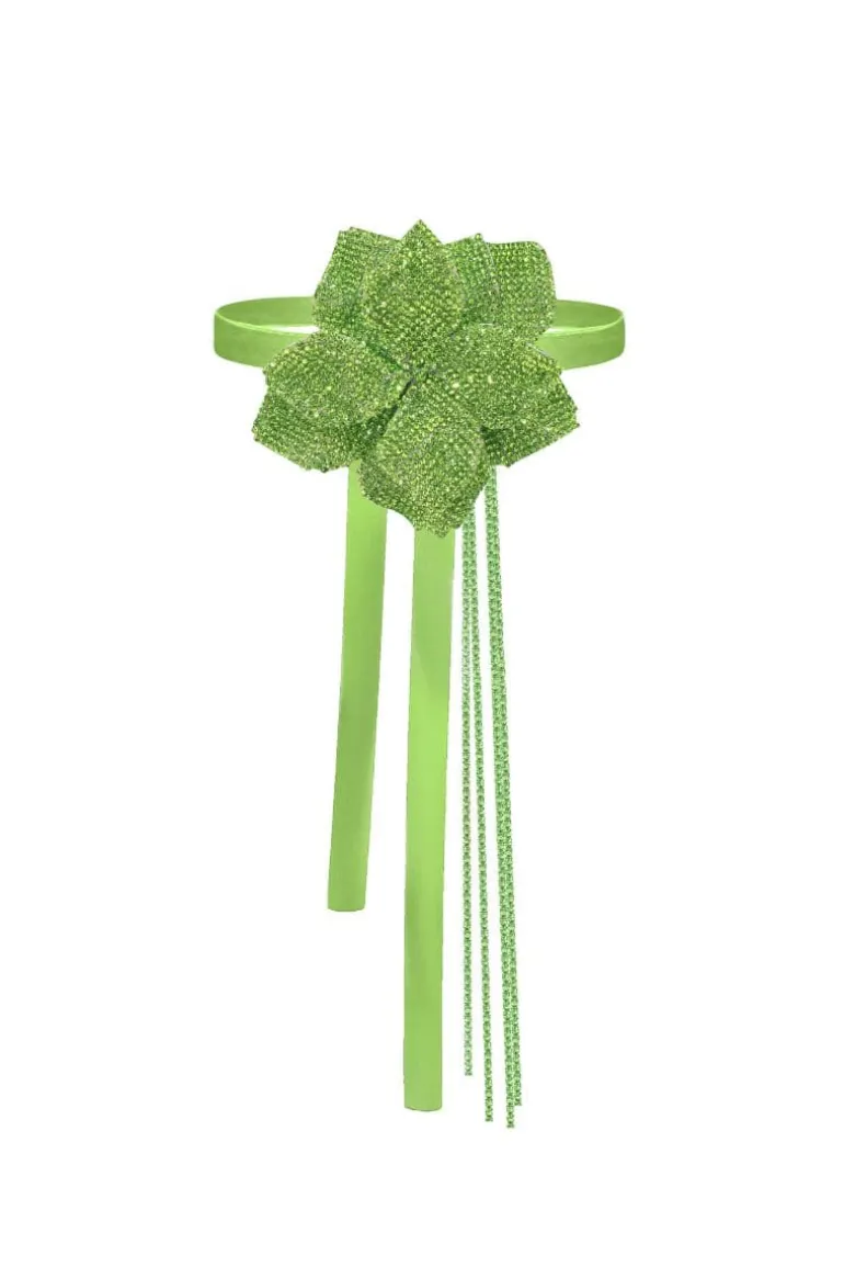 Necklaces<CULT MIA CRYSTAL FLOWER CHOKER Neon Green