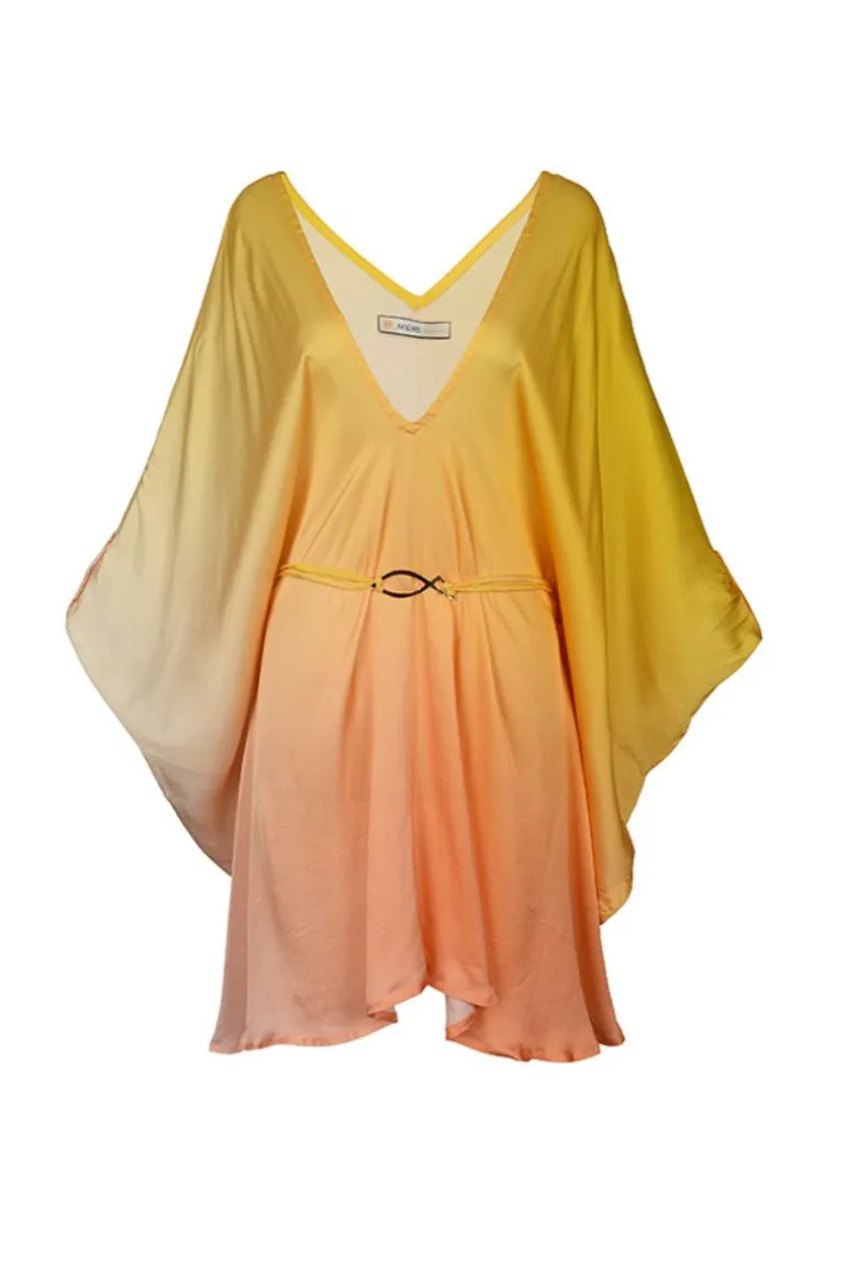 Dresses | Mini Dresses<CULT MIA NEW YELLOW BOHO SILK KAFTAN Summer Glow
