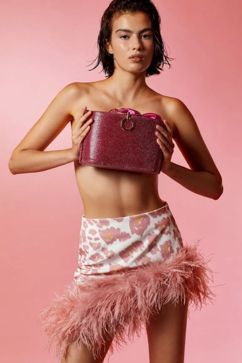 Skirts<CULT MIA NICOLE MINI SKIRT WITH FEATHER-DETAILING Printed