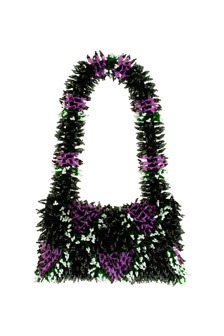 Top Handle Bags<CULT MIA NINA BAG IN BLACK WHITE PURPLE AND GREEN Black, White, Purple & Green