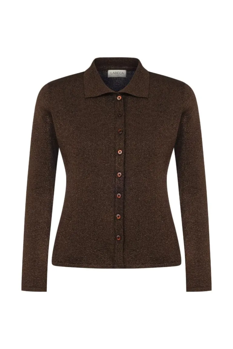 Tops<CULT MIA NINA SPARKLE BUTTON UP SHIRT Chocolate