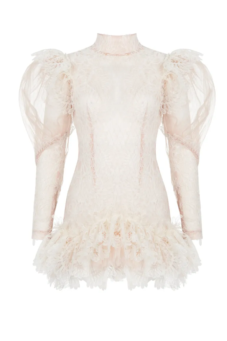 Dresses | Mini Dresses<CULT MIA NUDE LACE APPLIQUE DECORATED MINI DRESS Neutrals