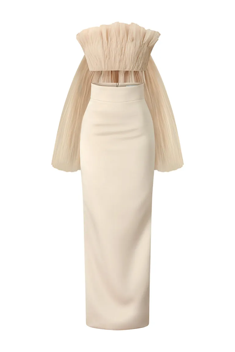 Outfit Sets<CULT MIA PLEATED TOP AND PENCIL SKIRT SET Nude