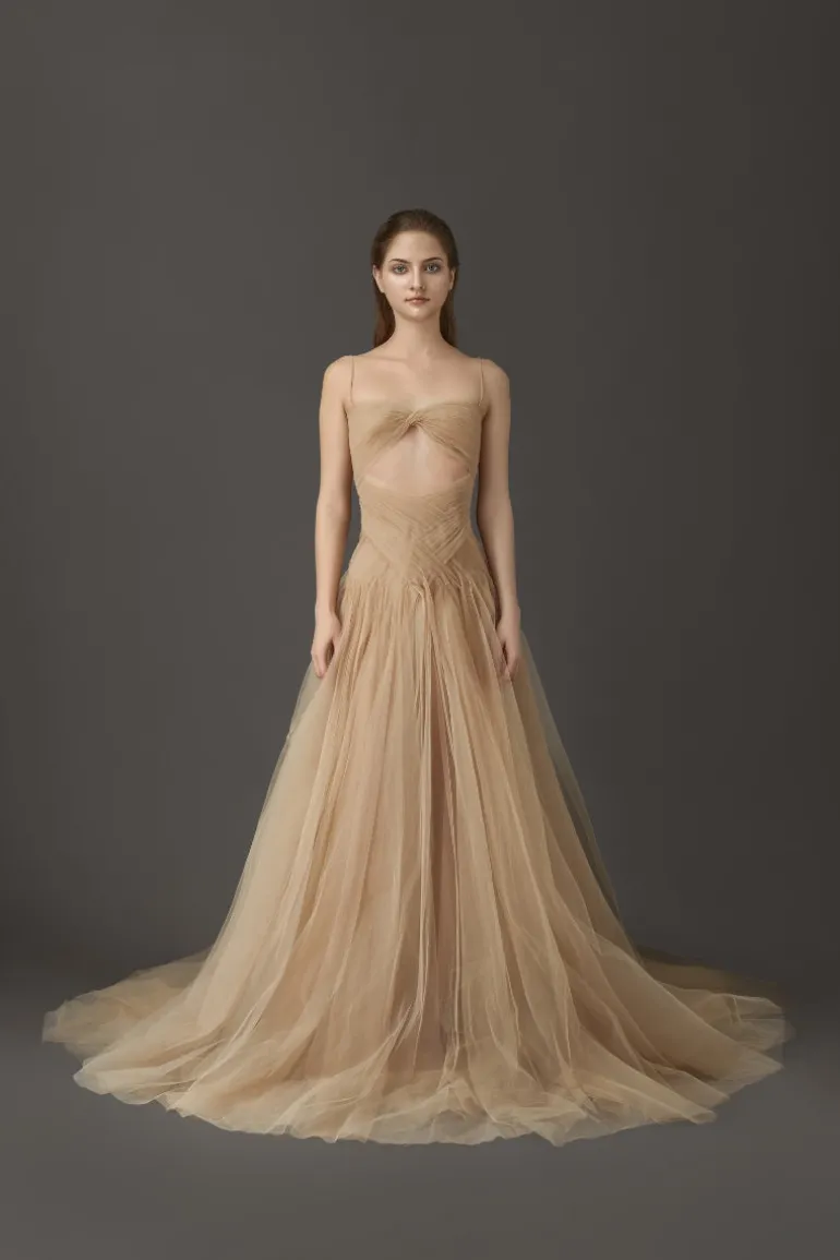 Dresses | Gowns<CULT MIA PLEATED TULLE MAXI DRESS WITH CUT-OUT Nude