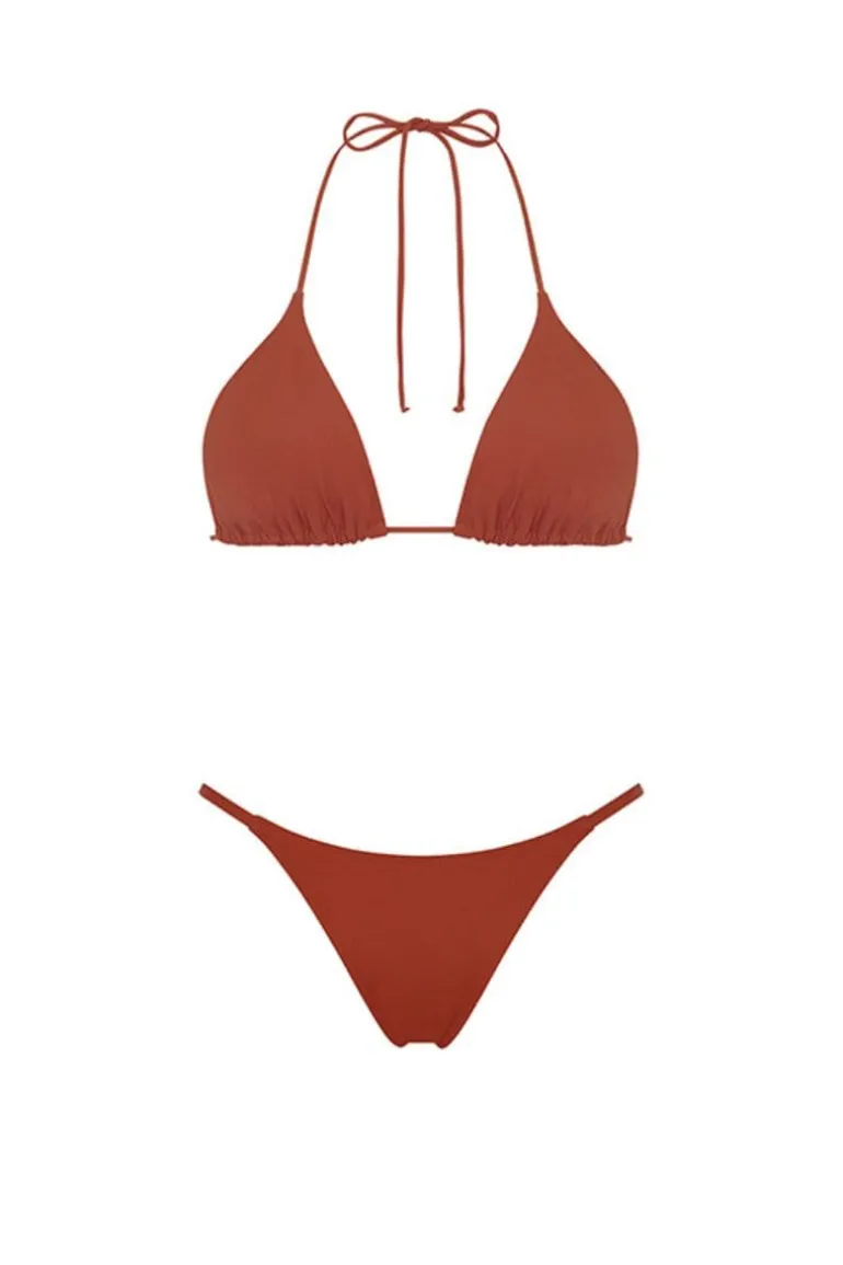 Swimwear<CULT MIA TRIANGLE TOP AND SIDE TIE BOTTOM BIKINI Ocre