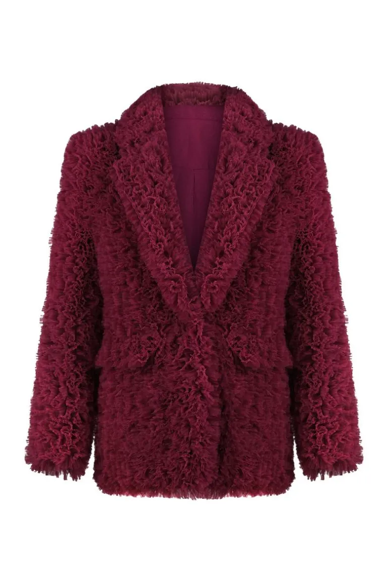 Coats<CULT MIA OCTAVIA TULLE COAT IN Burgundy
