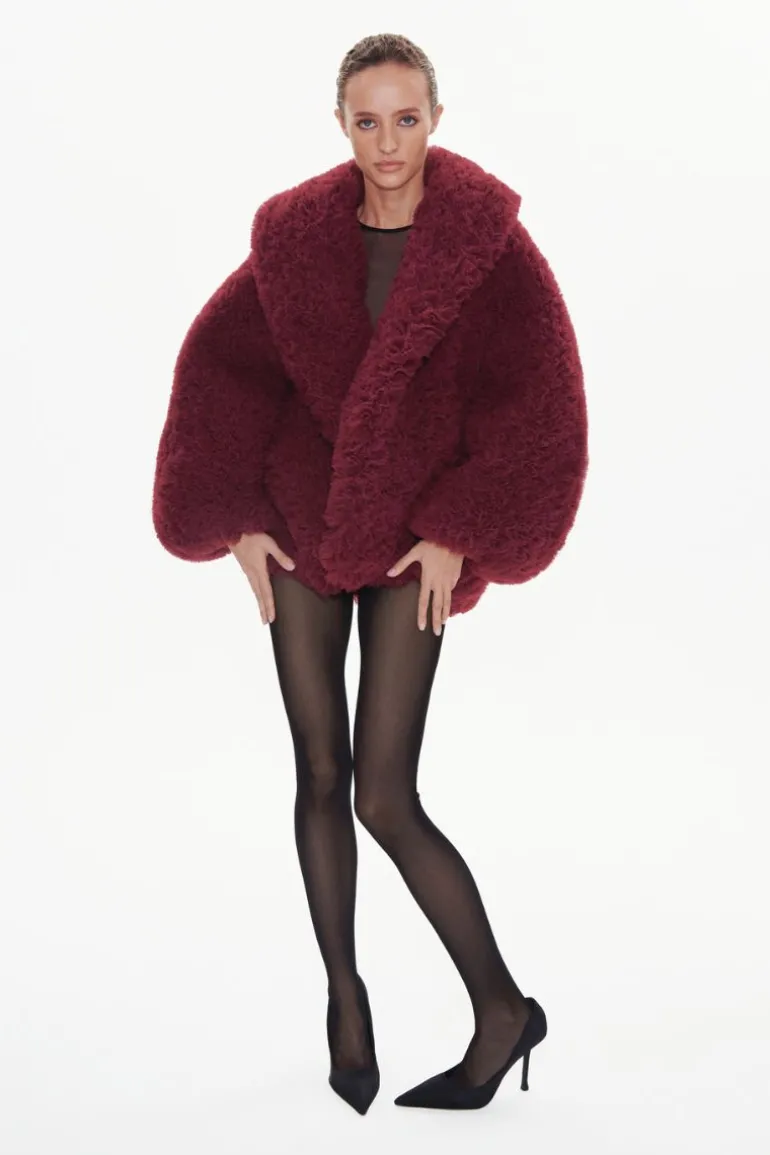 Coats<CULT MIA OCTAVIA TULLE COAT IN Burgundy