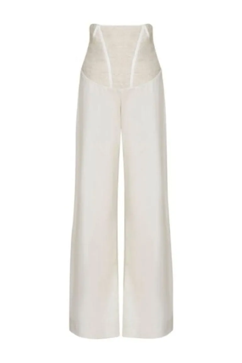 Pants<CULT MIA OE PORCELIAN CORSET YOLK HIGH-RISE PANTS Porcelain