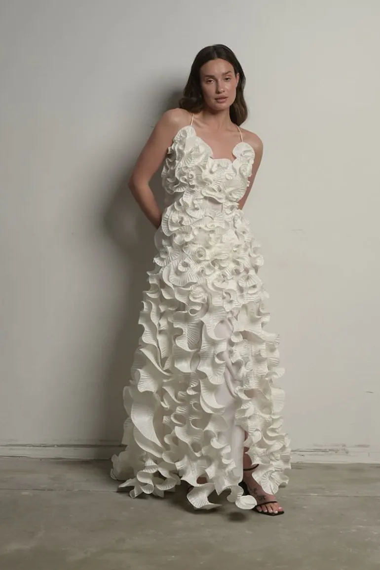 Dresses | Gowns<CULT MIA OFF-WHITE CURL HAND DRAPED GOWN Off White