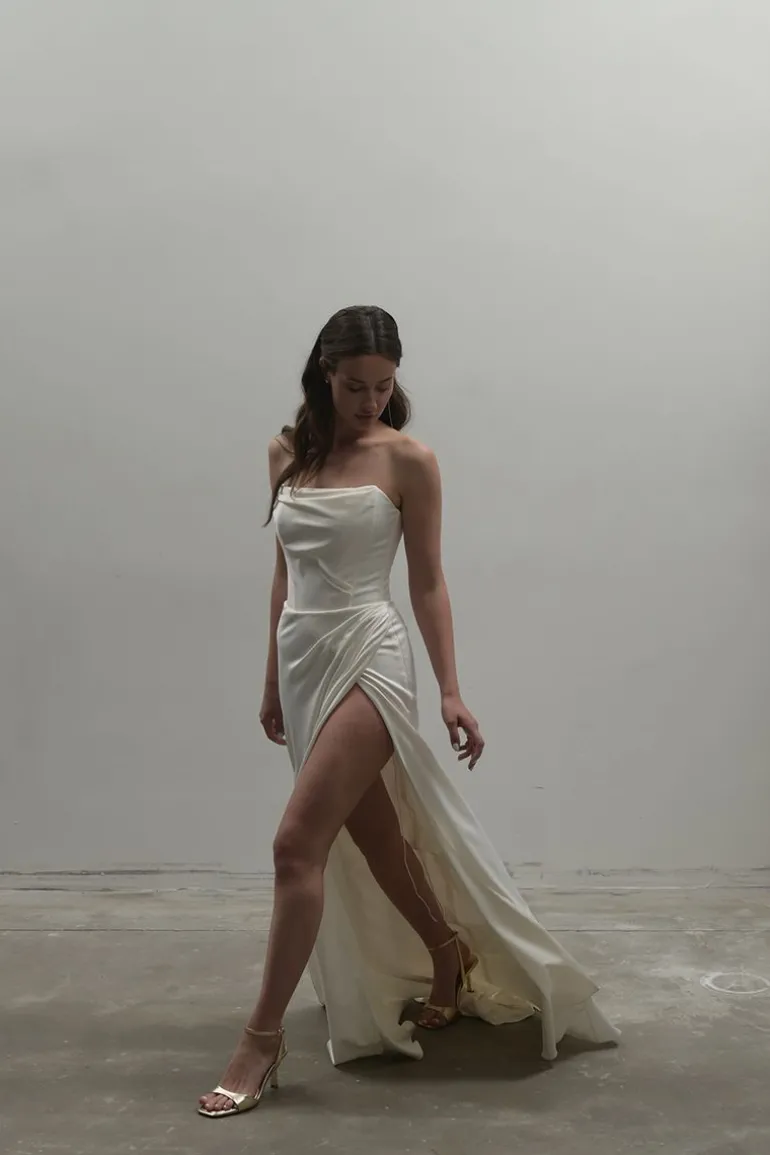 Dresses | Gowns<CULT MIA OFF-WHITE MINIMALISTIC DRAPED CORSET GOWN Off White