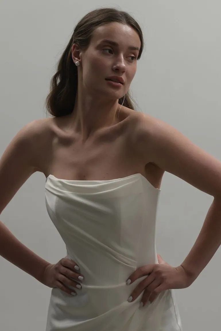 Dresses | Gowns<CULT MIA OFF-WHITE MINIMALISTIC DRAPED CORSET GOWN Off White