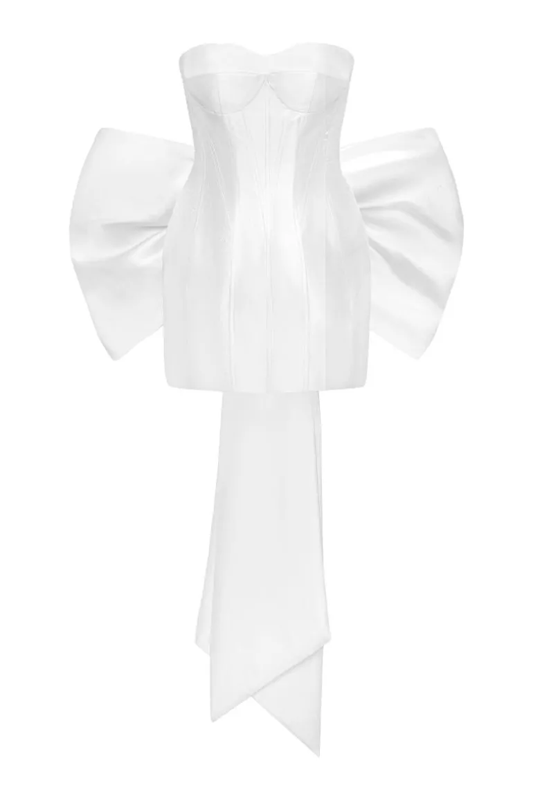 Dresses | Mini Dresses<CULT MIA OFF-WHITE SILK ORGANZA BANDEAU MINI DRESS Off White